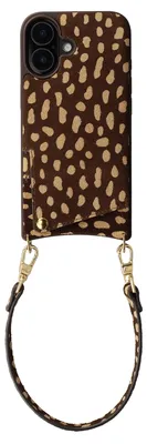 Productafbeelding van Selencia Nova Real Leather Backcover met Koord en Pashouder voor de Apple iPhone 16 - Fawn Chic