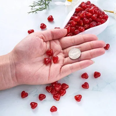 Productafbeelding van Handgemaakte Kralen - Losse Kralen voor Sieraden - Rood Hart - Glas Kralen - Perfect voor Armbanden en Kettingen - 200 Stuks