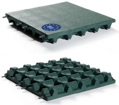 Produktbild von Fallschutzmatte 50x50 cm Gummimatte für Spieltürme Schaukel Rutsche Outdoor : Grün 65 mm Farbe: Grün Stärke: 65 mm