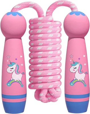 Produktbild von Anpassbares Baumwoll-Springseil für Kinder mit Holzgriff für Fitness