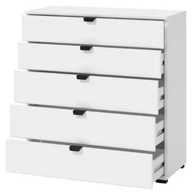 Produktbild von Dmora Kommode Mainarda 90x40x95h cm Weiß, 5 Schubladen mit Gleitschienen