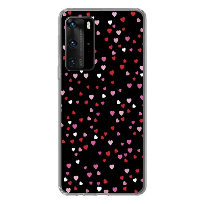 Produktbild von MuchoWow® Handyhülle Schutzhülle Hülle für Huawei P40 Pro Eine Illustration mit Herzen auf einem schwarzen Hintergrund Silikon Softcase Handy Hülle - Schutz