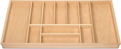 Produktbild von ORGA-BOX III BUCHE Besteckeinsatz für 100er Schublade z.B. Nobilia ab 08/2012 (473 x 897 mm) Holz-Schubkasteneinsatz mit 11 Fächer