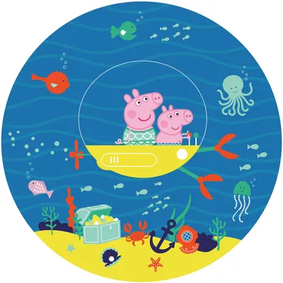 Obrázok produktu pre Sanders & Sanders samolepiaca okrúhla tapeta Peppa Wutz modrá a žltá - 601297 - Ø 70 cm