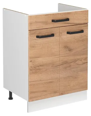 Zdjęcie produktu dla Szafka pod zlew Vicco R-Line Dąb goldkraft/Biały 60 cm bez blatu roboczego, Model 73007