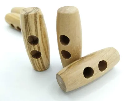 12 Olivenholz-Knöpfe, 30 mm, Nähzubehör