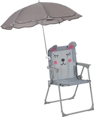 Produktbild von Relaxdays Kinder Klappstuhl, Campingstuhl mit Sonnenschirm, HBT: 51,5x36x37,5 cm, Maus, Picknickstuhl outdoor, bunt