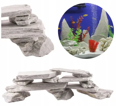 Produktbild von Aquarium Deko Steine Schiefer Weiss 15 kg Set