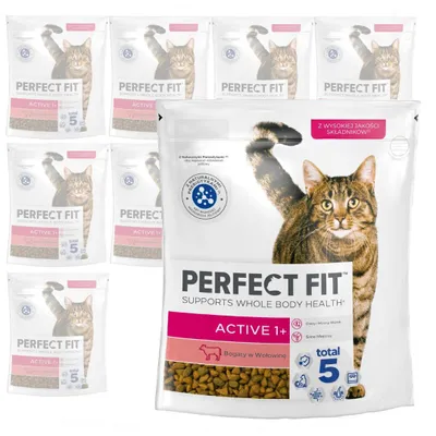 Zdjęcie produktu dla Perfect Fit Active 1+ z Wołowiną 10x750g Sucha Karma Dla Aktywnych Dorosłych Kotów