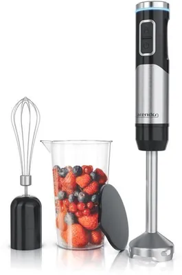 Productafbeelding van Staafmixer draadloos - 200 Watt – met accu - RVS handmixer – pureerstaaf – garde – maatbeker – traploze snelheid – toetsvergrendeling - set