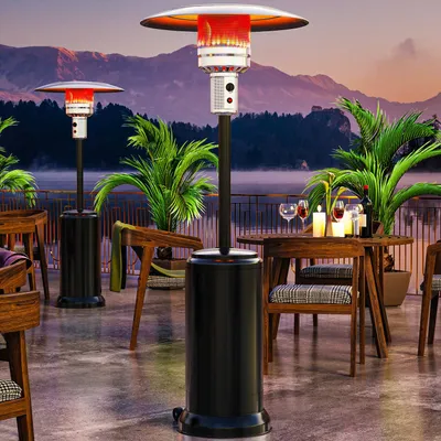 Produktbild von ABBEY | Gasheizstrahler | 2,2m | Schwarz | 12kW | Heizpilz, Terrassenheizstrahler, Terrassenheizer, Heizstrahler Gas