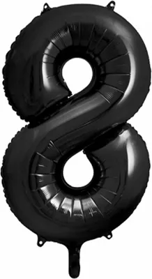 Produktbild von Zahl 8 Schwarzer Zahlenfolienballon 86cm