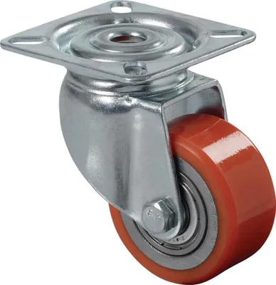 Produktbild von BS Rollen Lenkrolle mit Anschraubplatte Polyurethan Kugellager 50 mm 120 kg - A600.C10.050