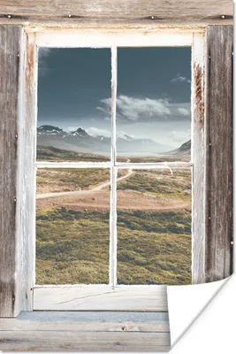 Produktbild von MuchoWow® Poster Aussicht - Berg - Holz 120x180 cm - Kunstposter