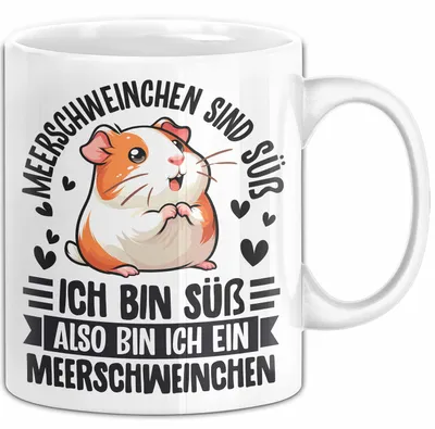 Produktbild von Meerschweinchen-Besitzer Tasse Geschenk Lustiger Spruch Meerschweinchen Sind Süß Also Bin Ich Ein Meerschweinchen (Weiß)