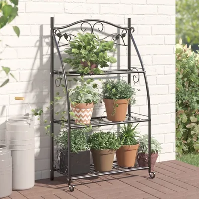 Produktbild von vidaXL Blumenregal Schwarz 56x30x96 cm Stahl