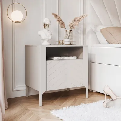 Produktbild von IDOHOME-Nachttisch LORIEN Nachtschrank mit Metallbeine Kaschmir modernes Design Beistelltisch fürs Schlafzimmer