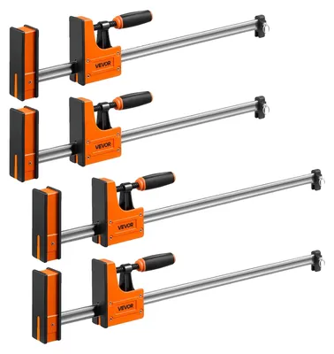 Image de VEVOR, lot de 4 pinces à vis, longueur de 60,96 cm et 78,7 cm, pinces de serrage de 500 kg, double fonction de serrage/écartement, embouts en caoutchouc souple, tige en acier au carbone, pour le travail du bois et du métal