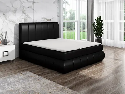 Produktbild von Boxspringbett KAND 180 x 200  mit 2 Bettkästen, Bonell-Matratze und Topper. Farbe: Schwarz