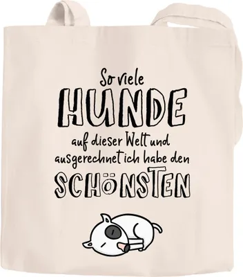 Produktbild von Jutebeutel so viele Hunde auf dieser Welt und ausgerechnet ich habe den Schönsten Baumwolltasche Moonworks® natur 2 lange Henkel
