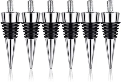 Produktbild von Metallische Flaschendeckel – Set mit 6 Stück – leer – Zinklegierung – Set zum Verschließen von Weinflaschen – wiederverwendbar – Weinschutz – Korken – Set zum Verschließen von Flaschen