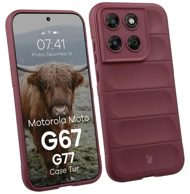 Produktbild von Robuste Handyhülle für Motorola Moto G67 5G / G77 5G, Bizon Case Tur, Burgunderrot