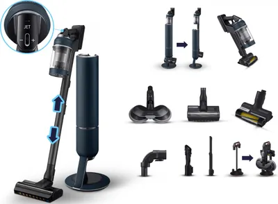 Produktbild von Samsung Bespoke Jet pro extra, Stabstaubsauger, Beutellos, Blau, 2 l, Trocken, HEPA