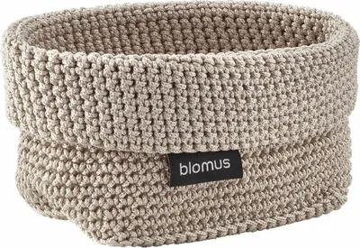 Produktbild von Blomus Häkelkorb Tela, Aufbewahrungskorb fürs Bad, Kunstfaser, Moonbeam, M, 66467