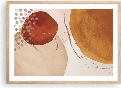 Produktbild von Gerahmtes Poster - Rahmen in heller Eiche - Orange Abstraktion Flecken - 70x50 cm - Wand Bild - Wanddeko - Wandbilder - Kunstposter - Wandposter - Bilderrahmen - Bilder - Kunstdruck - P2NAA70x50-4696