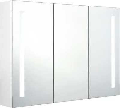 Produktbild von vidaXL LED-Spiegelschrank fürs Bad 89x14x62 cm Glänzend Weiß