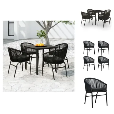 Produktbild von vidaXL 5-tlg. Garten-Essgruppe Schwarz -  Gartenmöbel-Sets