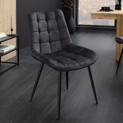 Produktbild von riess-ambiente Stuhl ROADSTAR grau schwarz Samt Metallbeine Esszimmerstuhl