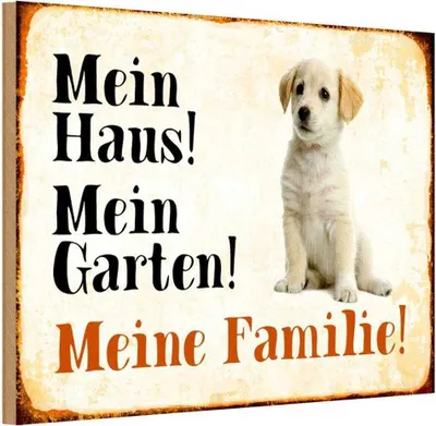 Produktbild von vianmo Holzschild 12x18 cm Hund Labrador mein Haus Garten Familie Tier Haustier