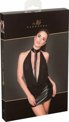 Image de Noir - Mini robe y avec bas dos mat Noir L