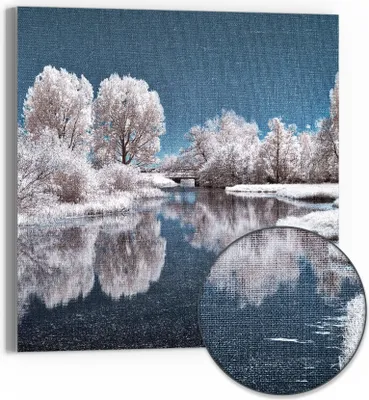 Produktbild von DEQORI Hybrid Leinwand Bild 50x50 cm 'Stille Wasser' Wandbild Glas flach modern