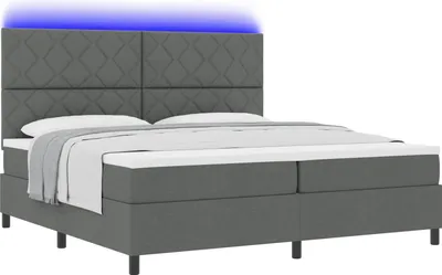 Image de vidaXL Lit boxspring avec matelas gris foncé 200 x 200 cm Tissu