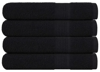 Image de vidaXL Serviettes FROGN, lot de 4, noir, 100 x 200 cm, 360 g/m²