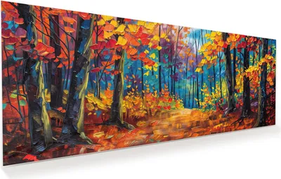 Produktbild von Glasbild 150x60cm in XXL für Wohnzimmer, Schlafzimmer Motiv Herbstwald Pfad
