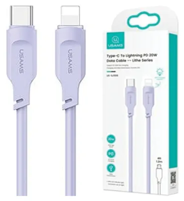 Zdjęcie produktu dla Kabel USAMS USB-C-Lightning Lithe 20W 1,2m fioletowy