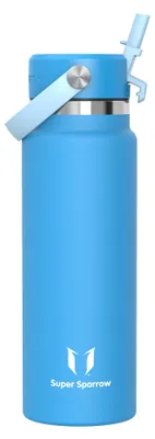 Produktbild von Sparrow Edelstahl Trinkflasche 1L Thermosflasche mit Strohhalm Flex-Deckel
