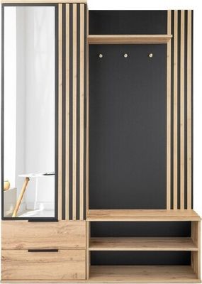 Albello Garderobenschrank Kleiderschrank mit Spiegel Luis Kleiderschrank für Kleidung Kleiderschrank für das Zimmer Wotan-Eiche 140x40x200