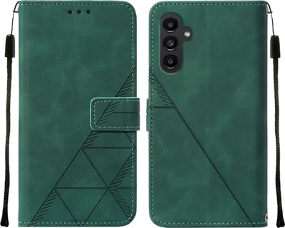 Produktbild von Galaxy A14 5G Hülle, Schlank Prägung Flip Leder Kartenfächer Schutzhülle mit Ständer für Samsung Galaxy A14 5G Grün
