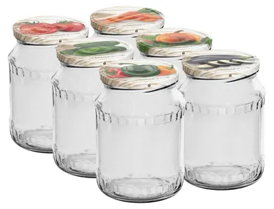 Produktbild von 6 Stück 720ml Vorratsgläser-Sturzgläser Set mit Schraubverschluss Einweckgläser