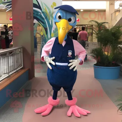 Produktbild von Navy-Flamingo REDBROKOLY Maskottchen kostüm mit Bluse und Schuhclips