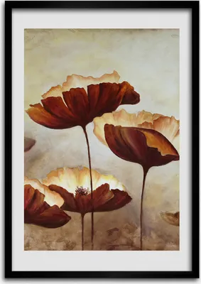 Produktbild von Bild - Bilderrahmen - 50 cm x 70 cm - MDF - Rahmen - Wandkunst Feldmohnblumen