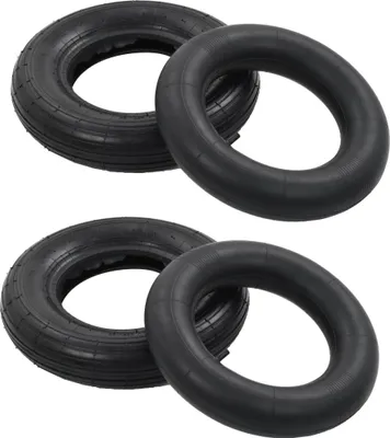 Image de Pneu de brouette et chambre à air 4 pcs 3.50-8 4PR Caoutchouc