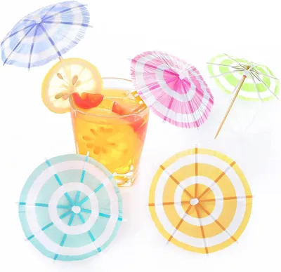 50 Cocktailparasols aus Papier, Deko für Getränke & Desserts