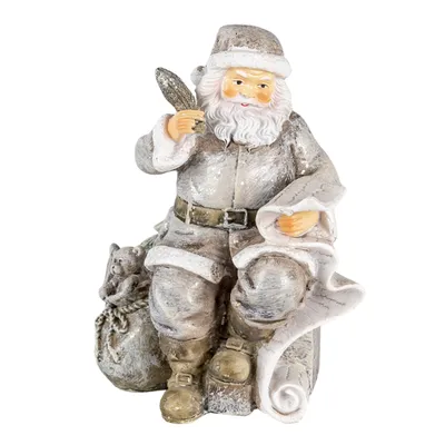 Immagine prodotto di Figurina di Babbo Natale Clayre & Eef 10x7x13 cm in poliresina grigia