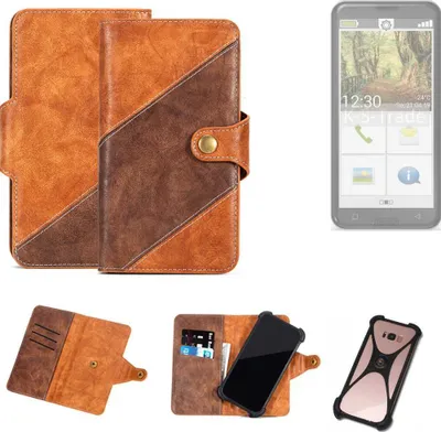 Produktbild von K-S-Trade Handyhülle Schutzhülle Bookstyle Case Wallet-Case kompatibel mit Emporia Smart.3 Cover Klapphülle Kantenschutz Smartphone dunkelbraun