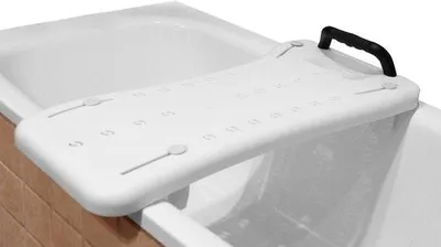 Image de Planche de bain, pour personnes âgées et adultes, réglable, planche de bain pour s'asseoir, planche pour baignoire, planche d'assise, chaise pour salle de bain, max. 150 kg avec poignée, blanc